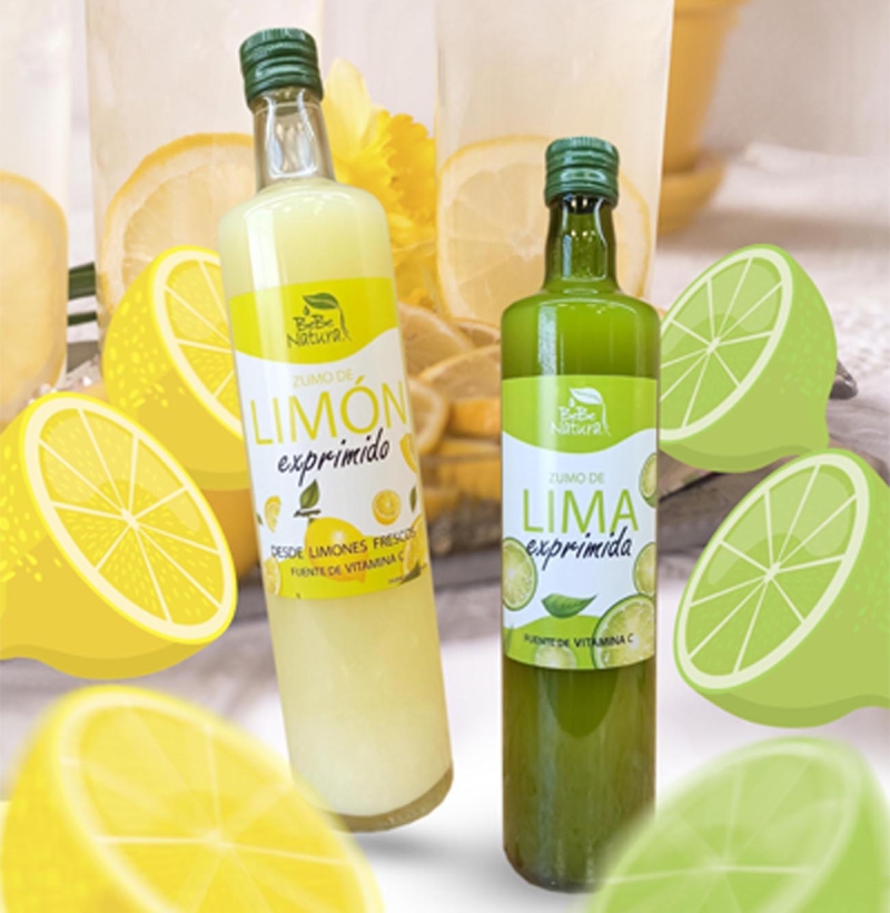 ¡Autenticidad y Frescura en cada sorbo! Descubre el zumo exprimido de limón y lima con 99,96% de puro sabor natural